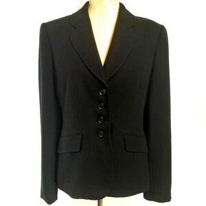 Ann Taylor Black Blazer Lined Button-Up | Business Office Career Women's Size 8